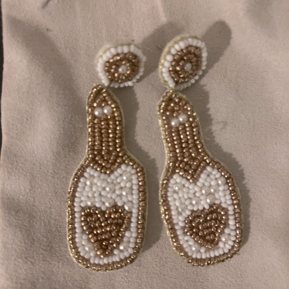 Beaded champagne earrings